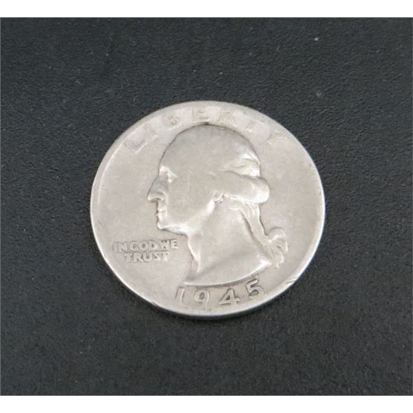 1945 USA Silver 25 Cent Coin