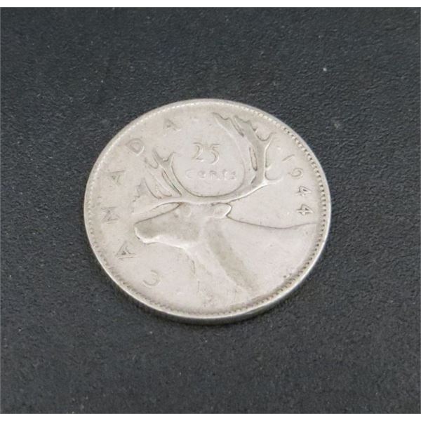 1944 Canadian Silver 25 Cent Coin
