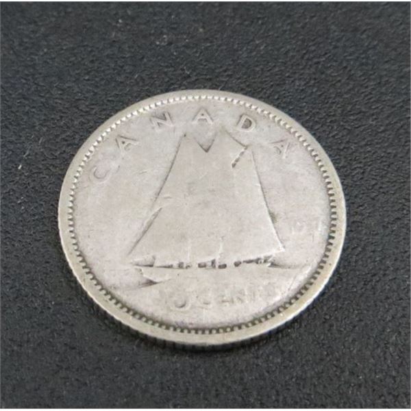 1937 Canadian Silver 10 Cent Coin