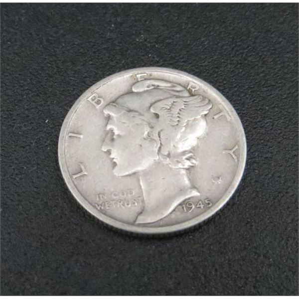 1945 USA Silver 10 Cent Coin
