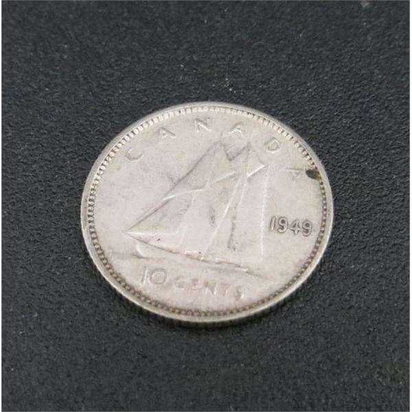 1949 Canadian Silver 10 Cent Coin
