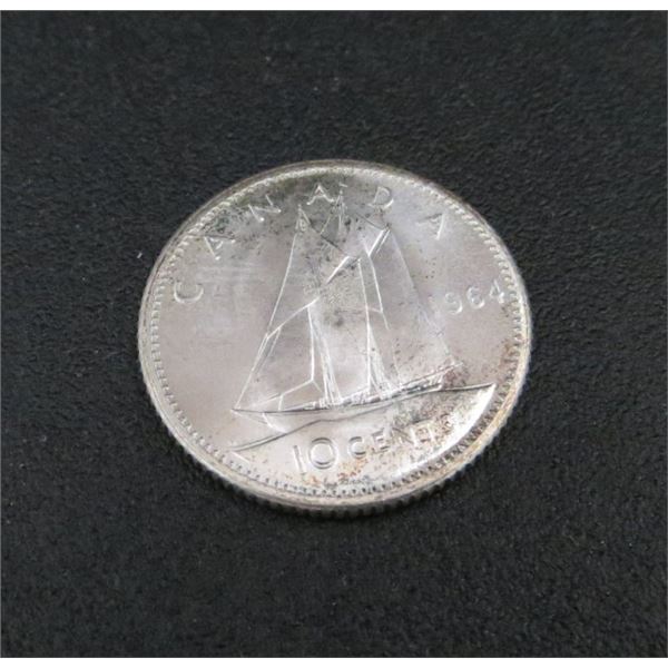 1964 Canadian Silver 10 Cent Coin