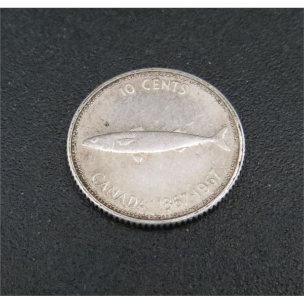 1967 Canadian Silver 10 Cent Coin