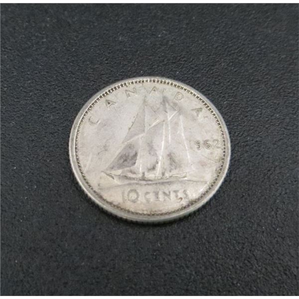 1962 Canadian Silver 10 Cent Coin
