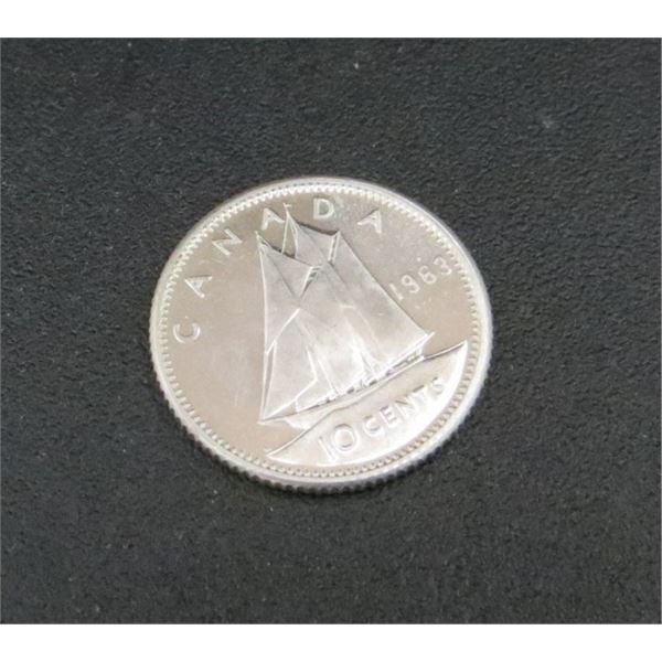 1963 Canadian Silver 10 Cent Coin