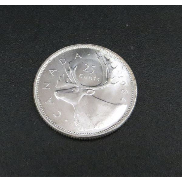 1964 Canadian Silver 25 Cent Coin