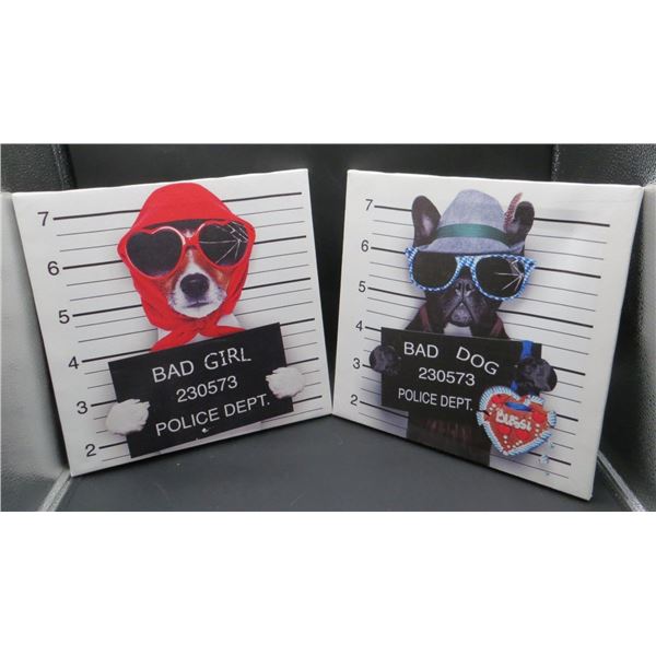 2 Wanted 12" x 12" Canvas Dog Prints