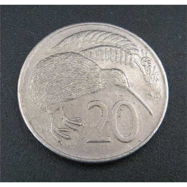 1980 New Zealand 20 Cent Coin Kiwi Bird