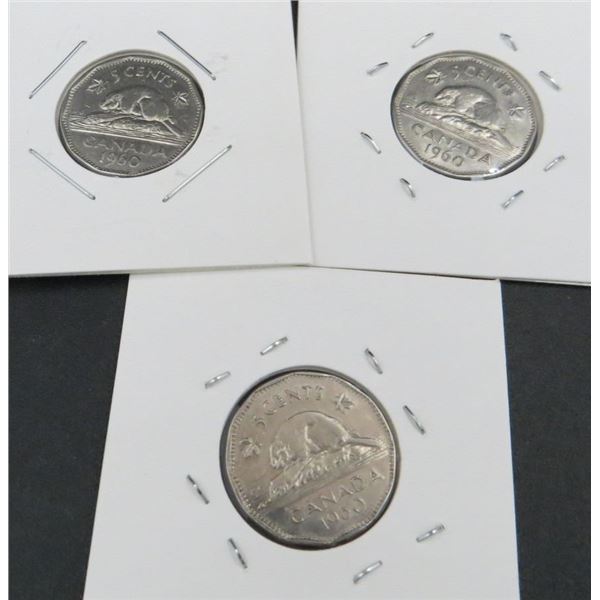 3x Canadian Nickels 1960
