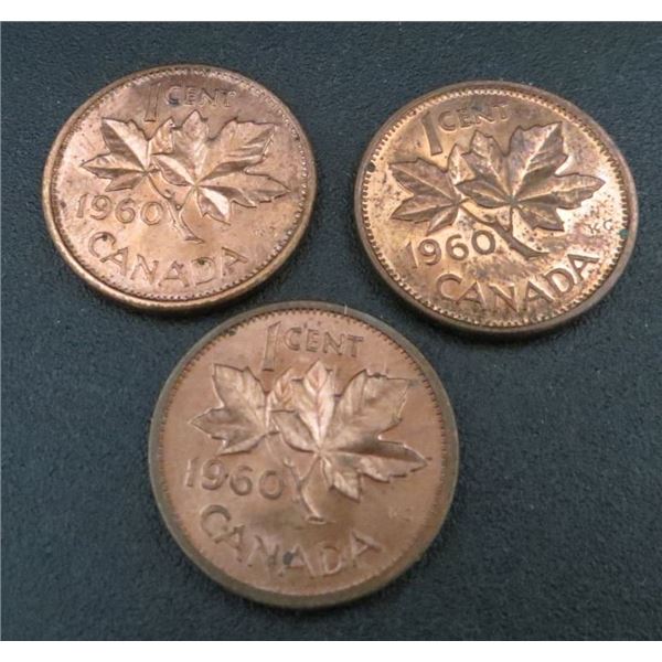 3x Canadian Pennies 1960