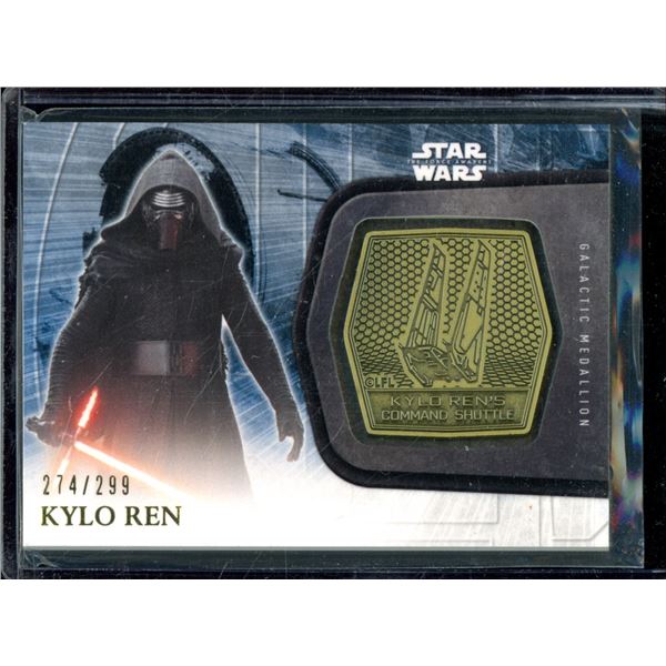2016 Topps Star Wars The Force Awakens Series Two Medallions Gold #1 Kylo Ren 274/299