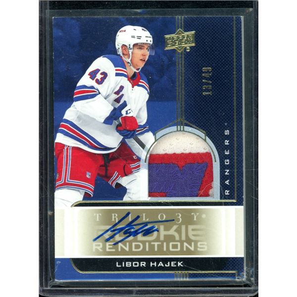 2019-20 Upper Deck Trilogy Rookie Patch Autographs Gold #RR24 Libor Hajek 13/49 BV $40