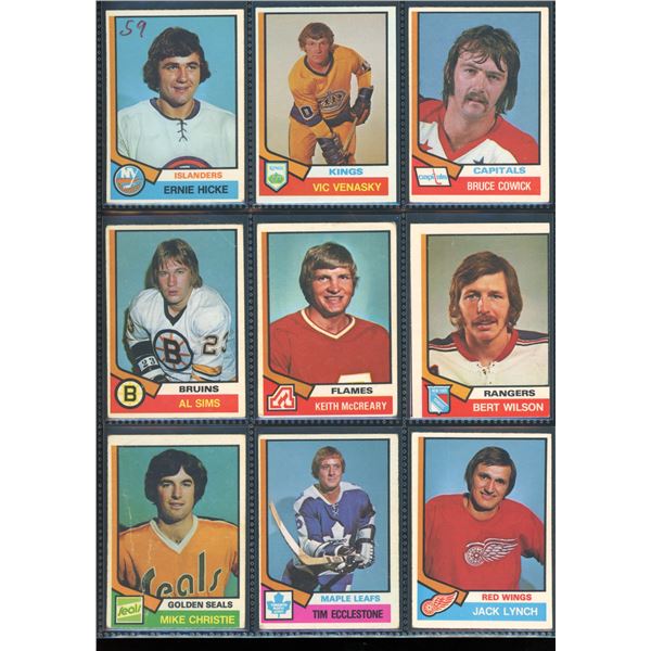 1974-75 OPC O-Pee-Chee Lot Of 9 Vintage Cards Various Teams & Players