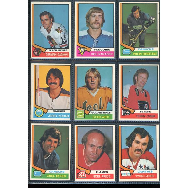 1974-75 OPC O-Pee-Chee Lot Of 9 Vintage Cards Various Teams & Players
