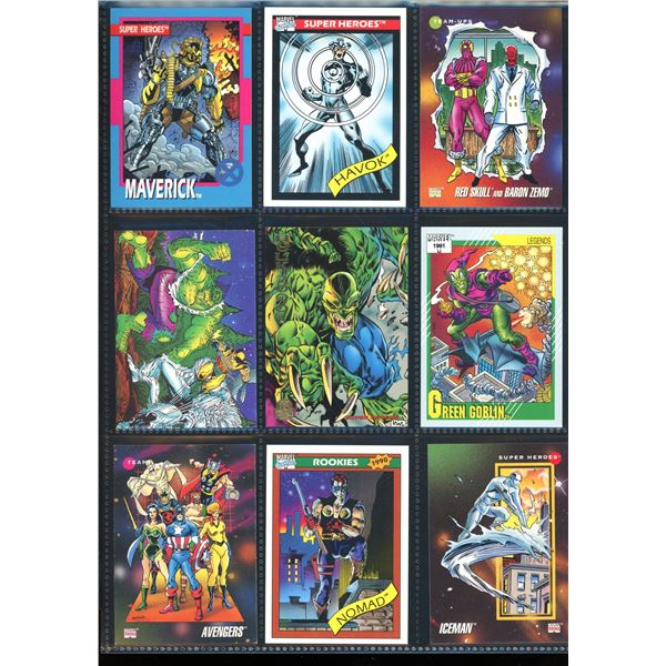 Lot Of 9 Various Marvel Collector Cards