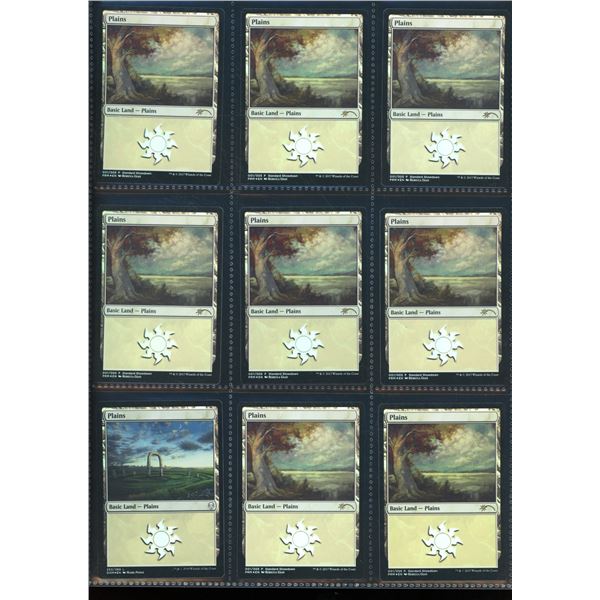 Lot Of 9 Various Magic The Gathering FOIL Plains Lands