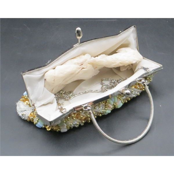 Vintage Beaded & Sequined Clutch Bag with Handle