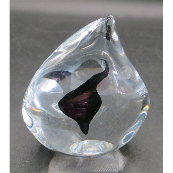Tear Drop Art Glass Paperweight 4" Tall 3" Wide