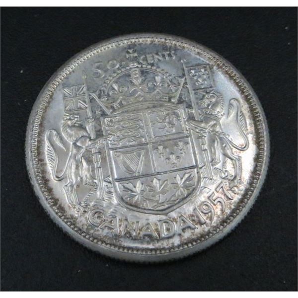1957 Canadian Silver 50 Cent Coin