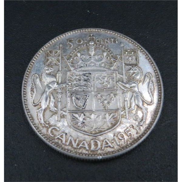1953 Canadian Silver 50 Cent Coin