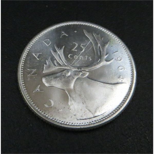 1964 Canadian Silver 25 Cent Coin