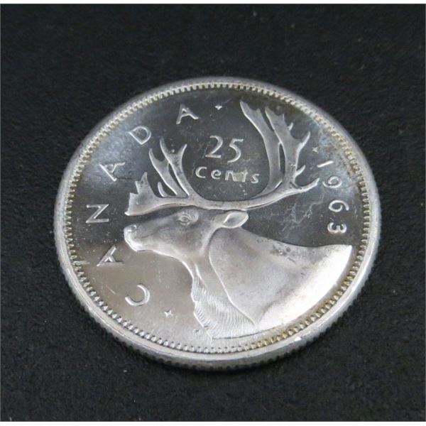 1963 Canadian Silver 25 Cent Coin