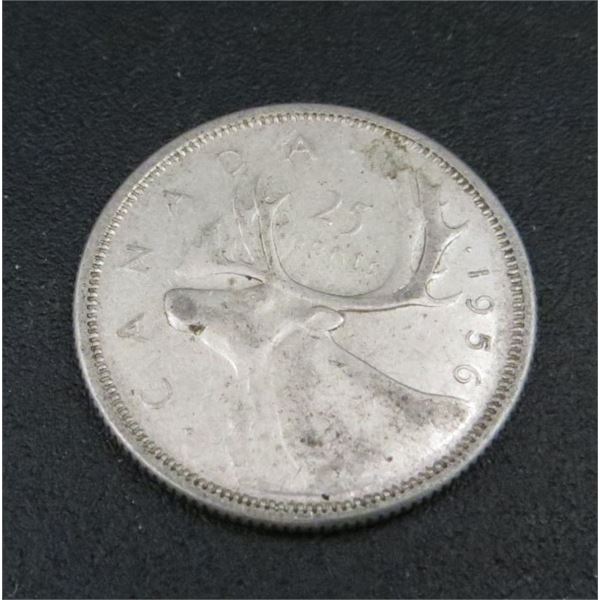 1956 Canadian Silver 25 Cent Coin