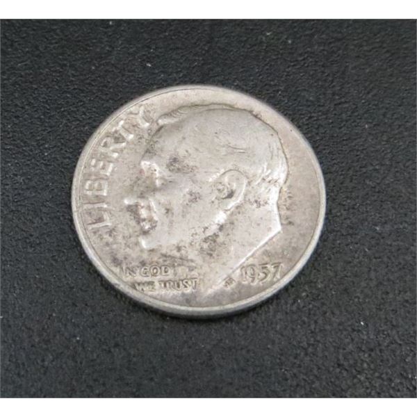 1957 USA Silver 10 Cent Coin