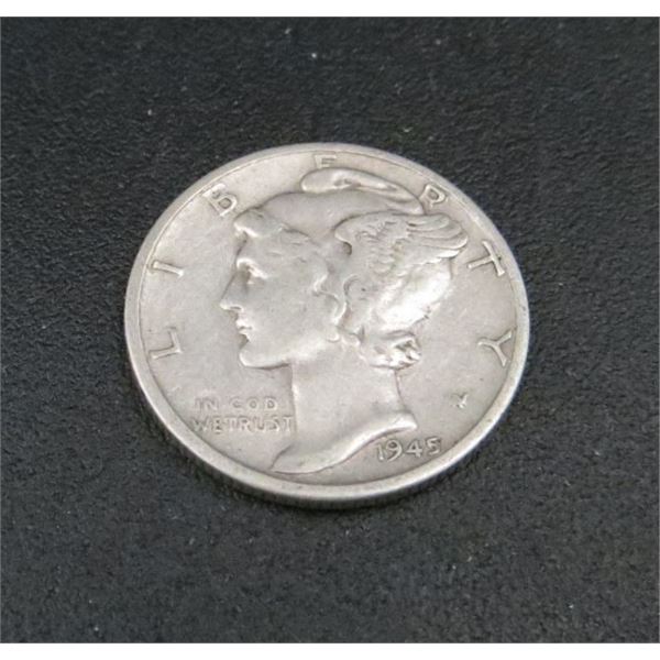 1945 USA Silver 10 Cent Coin