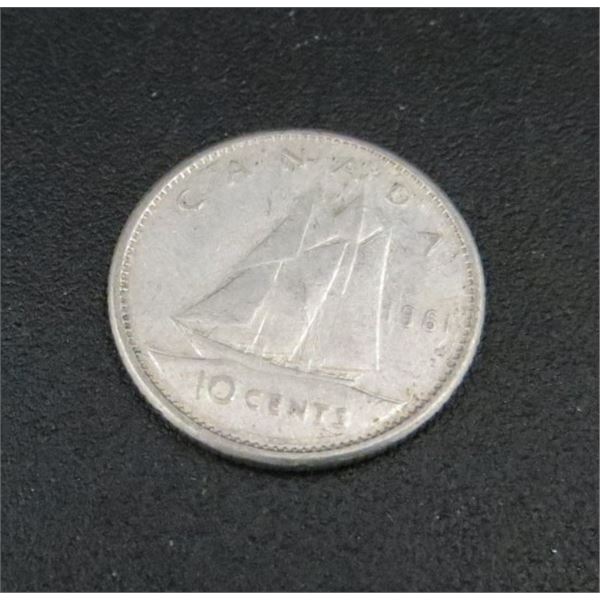 1961 Canadian Silver 10 Cent Coin