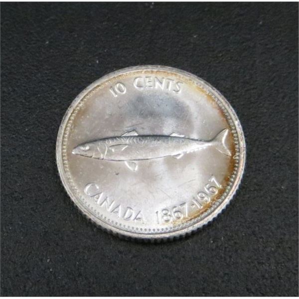 1967 Canadian Silver 10 Cent Coin