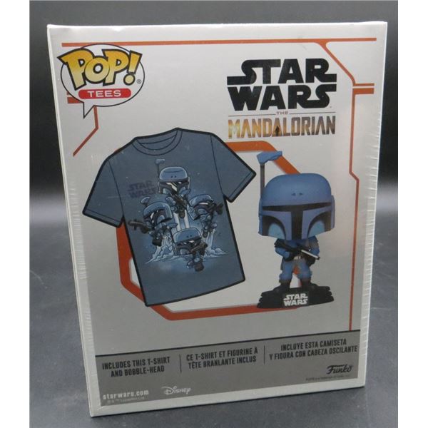 Funko Pop Tees - Star Wars The Mandalorian Death Watch T-Shirt Size Medium & Funko Figure