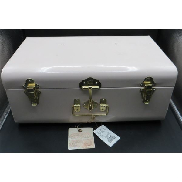 New Indian Hand Crafted Decorative Pink Tin Suitcase 18.5" x 11" x 8"
