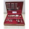 Image 1 : 44 Pc. Community Flatware Set In Velvet & Solid Wood Case VF Cond.