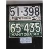 Image 1 : Vintage Manitoba 1940 & 1947 Licence Plates