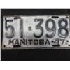 Image 4 : Vintage Manitoba 1940 & 1947 Licence Plates