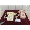 Image 1 : 2 Vintage Rotary & Push Button Telephones, Beige & Pink