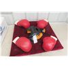 Image 1 : 2 Pairs of Vintage leather boxing gloves & head gear