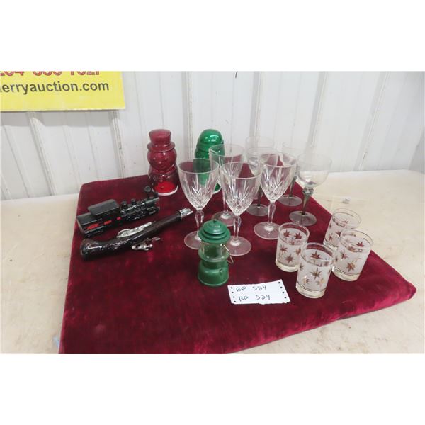 2 Sets of 4 Crystal Glasses + 1 Set of 4 Juice glasses, 3 Pieces Avon +