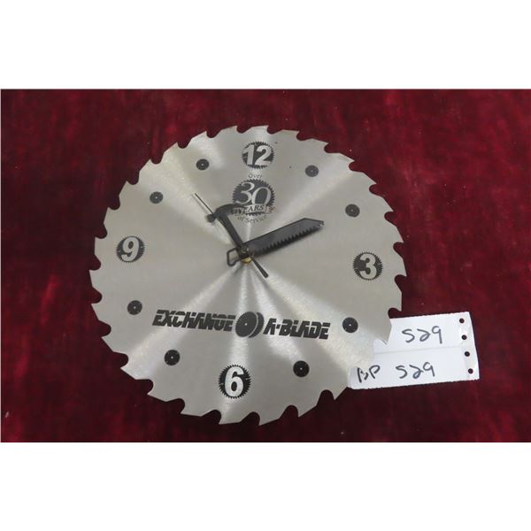Saw blade clock - works, 10" diameter
