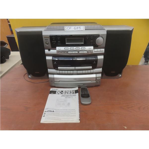 TEAC CD changer, record player and 2 speakers w/ remote