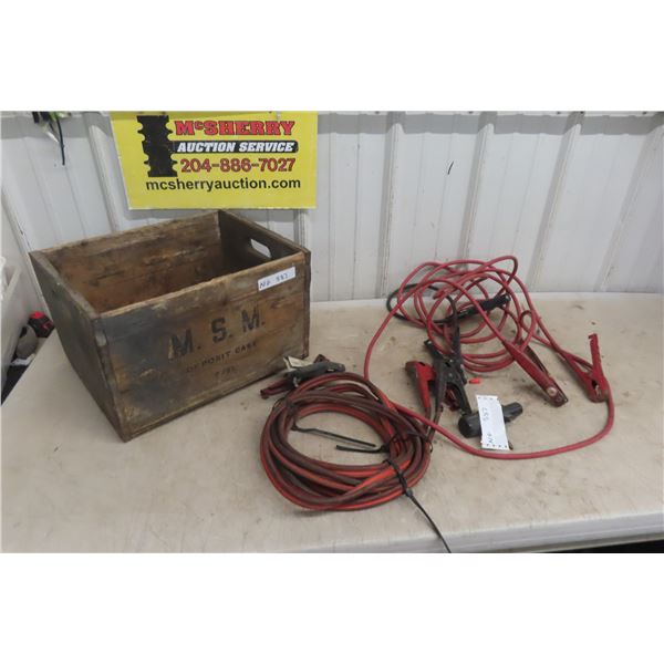 2 Sets Booster Cable + Wood Crate + Puprle Lights
