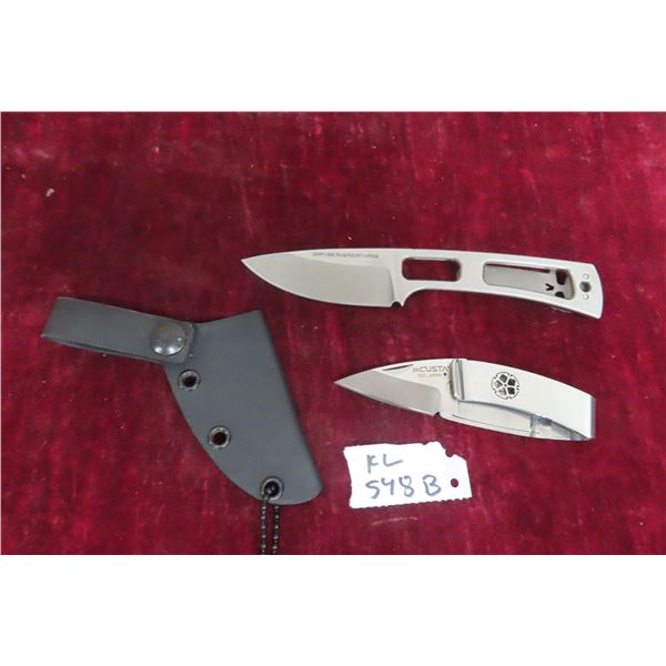 2 x Knifes 1) Straight Chrves American Made w/ scabhord 1) Fold Out MCUSTA Japanese