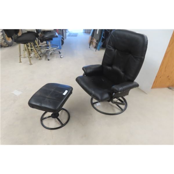 Leather/Leather Style Swivel Chair with Ottoman 