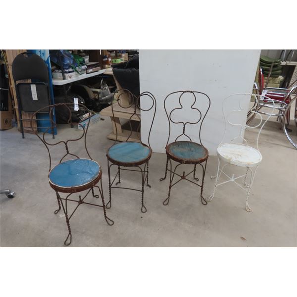 4 Vintage Wrought Iron Chairs 