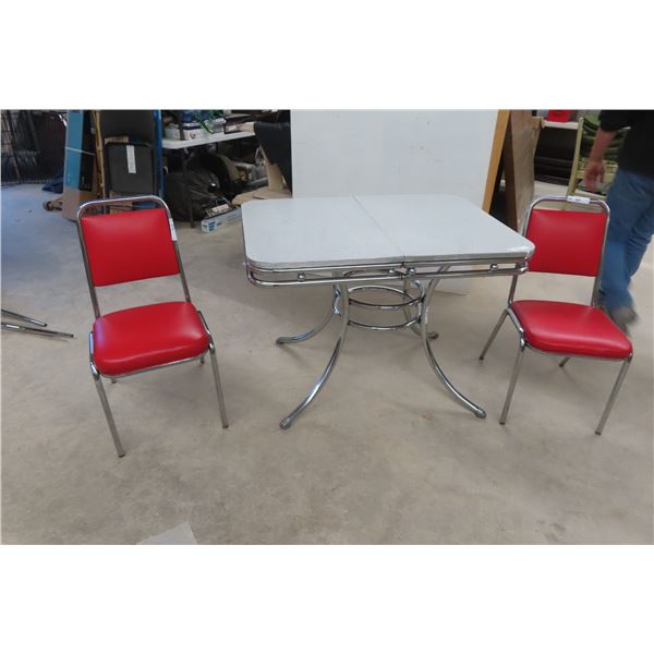 Retro Chrome Leg Table 30'' x 30'' x 41'' with 2 