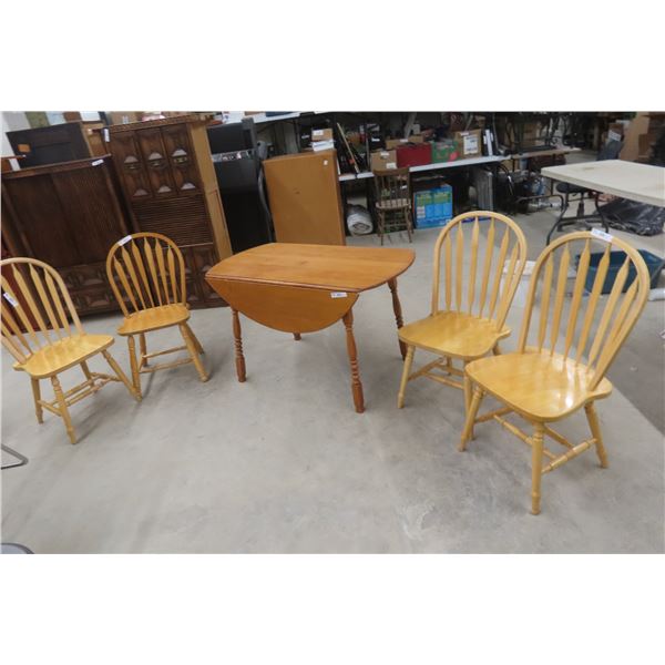 Drop Leaf Table 29'' x 48'' x 48'' with 4 Chairs 