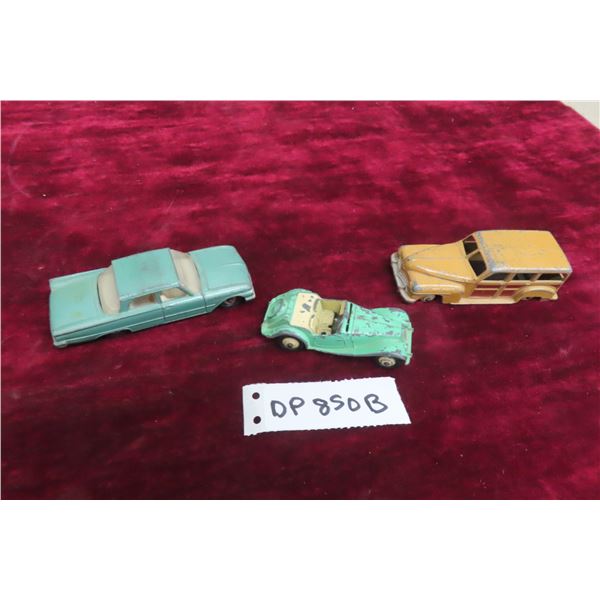 3 Vintage Dinky Cars, Some Tires Missing. 