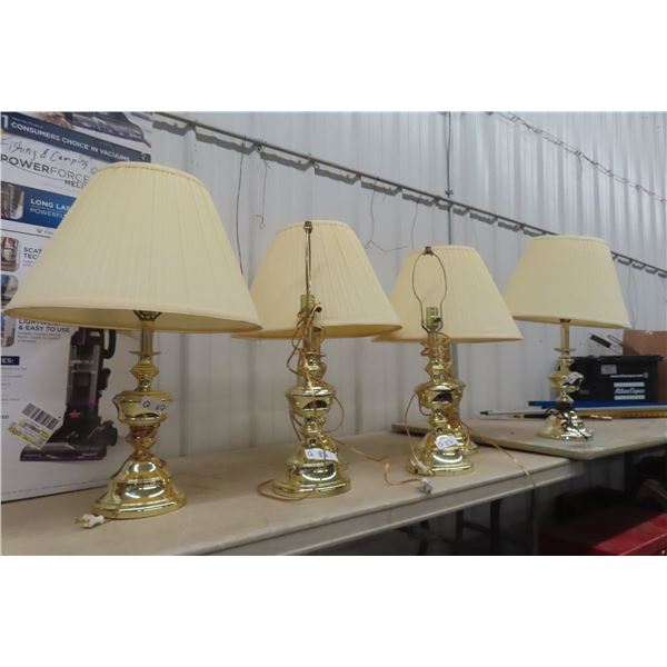 6 Brass Style Table Top Electric Lamps 