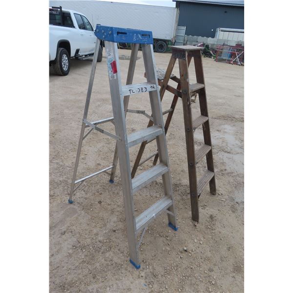 2 Step Ladders (1) Aluminum & (1) Wood 